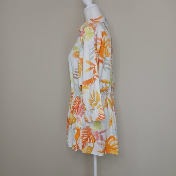 L Space Pacifica Tunic Beach Coverup Leaf Print Drawstring Waist Size XS/S 0-4 - Picture 7 of 9